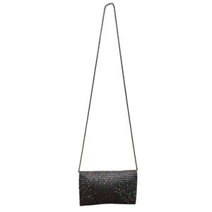 Unbranded Women’s Silver Rhinestone Magnetic Closure Evening Crossbody Bag Sz S
